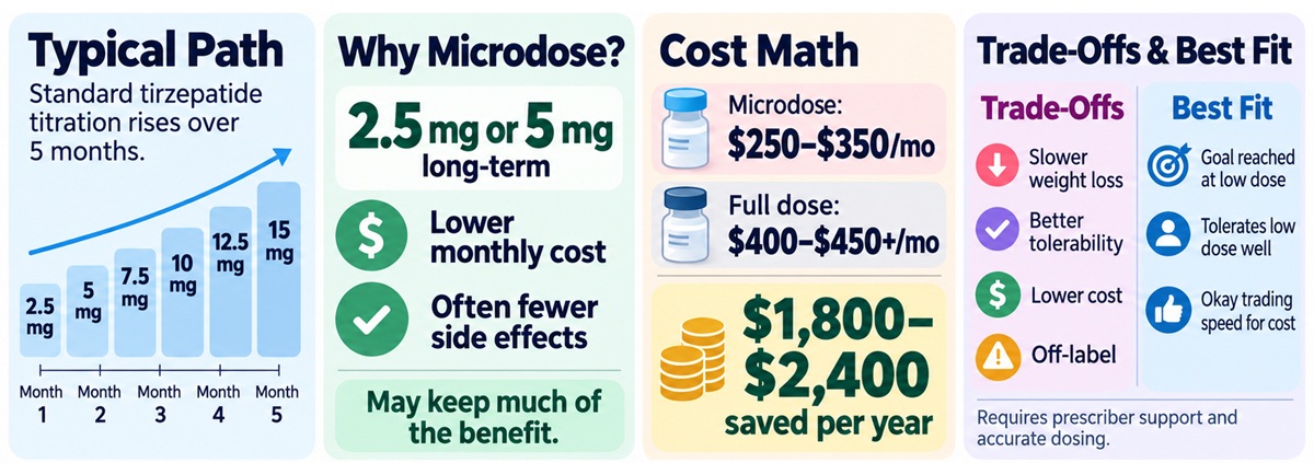 Diagram showing how effective is microdosing in reducing GLP-1 medication cost.