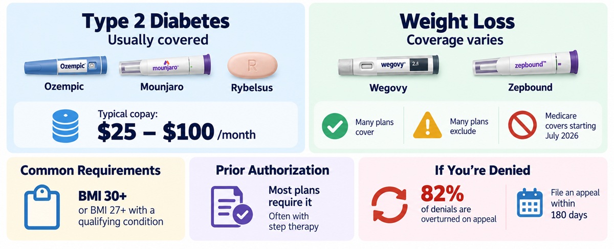 Diagram showing how insurance works for GLP-1 medications.